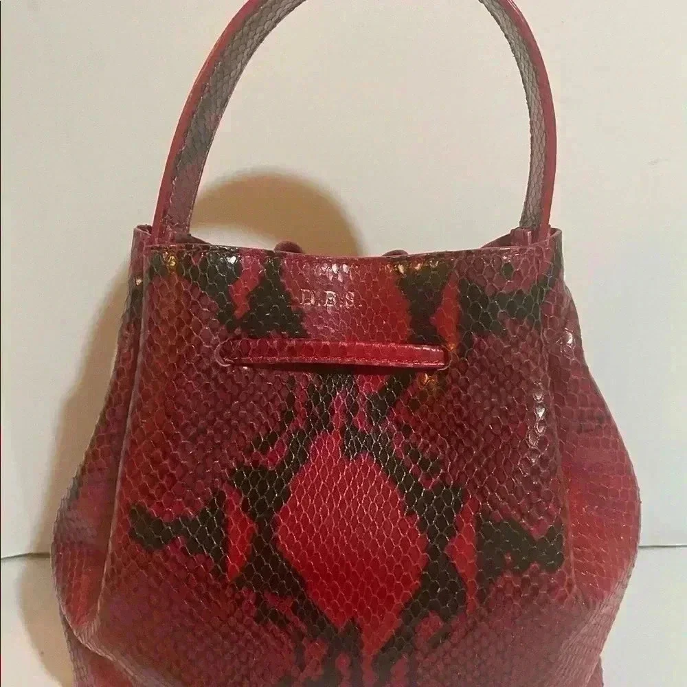 AU Printermps snakeskin print leather satchel handbag